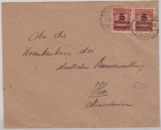 334 A (2x) in MeF auf Ortsbrief innerhalb Oldenburgs, v. 2.12.1923