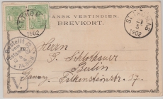 Dänisch- Westindien, Postkarte mit MEF v. St. Thomas nach Berlin