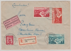 Nrn.: 252- 254 + 264 als MiF auf Express- Einschreiben Fernbrief von Saarbrücken nach Mannheim
