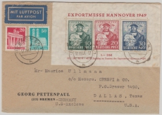 Bl. 1 u.a. als MiF auf Lupo- Auslandsbrief von Bremen in die USA, tiefstgeprüft Schlegel BPP