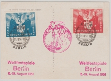 Nrn.: 284 + 285, auf DDR- Propagandakarte zu den Weltfestspielen der Jugend 1951
