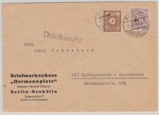 VL, SBZ Nr.: 56 + 3 Pfg. AM- Post, als MiF, auf Drucksachen Fernbrief, von Berlin nach Ludwigshafen