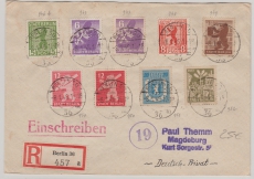 VL.: Berlin- Brandenburg Nr.: 1-7, als Satzbrief- Einschreiben von Berlin (W) nach Magdeburg