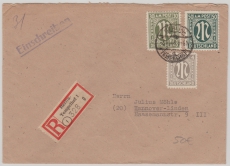 VL., AM- Post 4, 30 + 50 Pfg. , in MiF, auf Einschreiben- Fernbrief, von Berlin nach Hannover