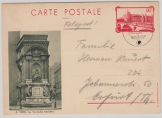 Dt. Feldpost, auf Französischer 90 Cent- GS, als Formblatt, nach Erfurt, vom 1.7.1940