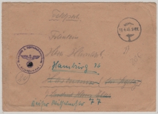 Brief von Kiel (1. Schiffstammabteilung; welches Schiff?) nach Hamburg, vom 19.4.1945