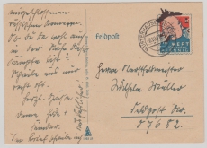 Churchill- Spott- Feldpostkarte, gelaufen, Heimat- Front