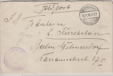 Feldpost 1916, Flieger, Staffel 38 Kampfgeschwader 7.0 .. L, Brief von der Front nach Berlin