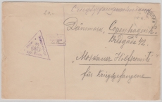 Kriegsgefangenenpost, 1916, Brief aus dem Oflag.-  Hann. Münden, an das Rote Kreuz nach Kopenhagen, + Zensur