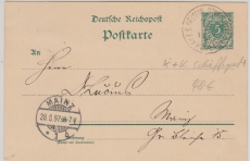 5 Pfg. - GS, mit Stempel K. u. K. Österreichische Schiffspost (Bodensee), nach Mainz