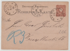 25 Pfg. - Rohrpost- GS verwendet als Rohrpostkarte innerhalb Berlin´s, 1879
