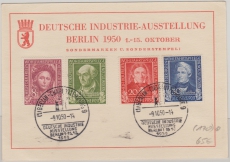 117- 20, kpl. Satz auf Karte, von der Deutschen Industrie Ausstellung in Berlin, 1950
