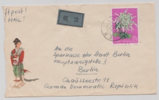 China; 1960, 52 Yuan (Chrisanthemen, Höchstwert), als EF auf Lupo- Auslandsbrief von Peking nach Berlin
