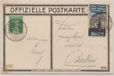 Schweizer Flugpost, 1913, Nr.: 1, Vignette Aarau + Stempel, nach Baden, auf anlaßbezogener Karte!