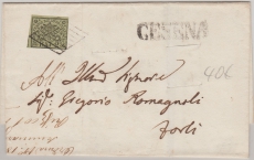 Italien, Vorläuferstaaten, Kirchenstaat, ca. 1855 (?), 2 Bajone EF auf Fernbrief von Gesena nach Korli