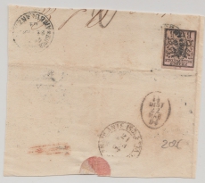 Italien, Vorläuferstaaten, Kirchenstaat, ca. 1863, 5 Bajone EF auf gr. Briefstück