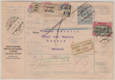 Österreich, 1911, Auslands- Paketkarte mit 2 Kronen Zusatzfrankatur, für 2 Pakete von Berndorf nach Leysin (Ch)