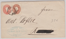 Österreich, ca. 1860, 15 Kreuzer MiF auf Brief von Insbruck nach Rover...
