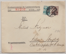 Österreich, 1935, 36 Groschen (?) MiF auf Auslandsbrief von Wien nach Berlin, Inhalt war Kriegserinnerungsmedaille