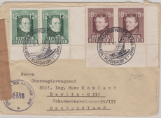 Österreich, 1947, 60 gr. MiF auf Auslandsbrief von Klagenfurt nach Berlin, 2 Marken vom ER + Brit. Zensur