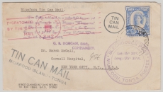 Tonga, 1937, Tin Can Mail, Brief gelaufen von Niuafoou nach Tonga, mit div Bestätigungstempel Vorder- und Rückseitig