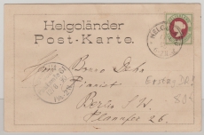 14e als EF auf schöne Postkart,e vom Ersttag von Helgoland bei Deutschen Reichspost! Von Helgoland nach Berlin