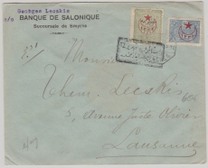 Türkei,1917 Überdruck- Ausgaben MiF, mit Zensurstempel auf Brief nach Lausanne