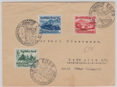 DR 695-97 als MiF auf Satzbrief von Eger nach Schwerin, mit Sonderstempeln