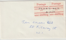 GB, 1971, Poststreick, Lokalausgabe John S. Cube LTD, 2x One Shilling als MeF auf Brief
