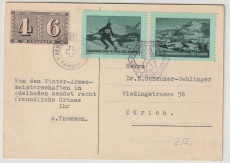 Schweiz, 1943, 10 Rp. Felpostkarte + Vignetten zur Winter- Armeemeisterschaft in Adelboden 1943,  => gute Postkarte