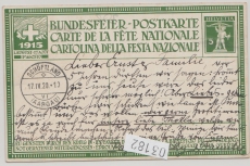 Schweiz, 1915, Bundesfeier- GS zu 5 Rp., gelaufen von Schöftland nach ???, nettes Motiv auf der Bildseite!!!