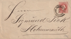 Österreich, (ca. 1860), 5 Kr.- GS- Umschlag, als Fernbrief von Pardubitz BPA, nach Hohenmauth
