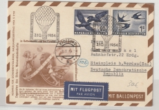 Österreich, 1954, 1,6 Sh. Vögel- MiF auf BollonpostKarte, via Luftpost von Graz via Radegund nach Steinpleis (DDR)