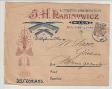 Österreich, 1904, 3 Heller EF auf hochdekorativer Auslands- Briefvorderseite von Wien nach Wernigerode