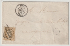 Frankreich, 1865, 10 Centimes als EF auf Ortsbrief innerhalb Metz