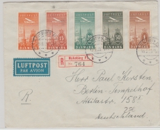 Dänemark, 1939, E.- Lupo Brief von Nyköbing nach Berlin mit Flugpost- Satz von 10 Öre - 1 Krone