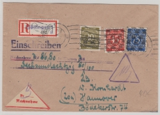 Bizone, Nr. 63I + 65II + 67 II zus. als MiF auf Nachnahme- Einschreiben- Fernbrief von Göttingen nach Hannover