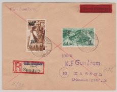 Saarland, Mi.- Nrn.: 237 + 238 als MiF auf Eilboten- Einschreiben- Fernbrief von St. Ingbert nach Kassel