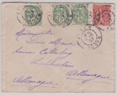 Frankreich, 1907, schöne MiF mit Zwischenstegpaar von Alger nach Lichtenstein (D.)