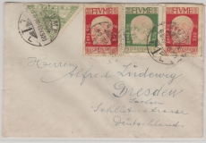 Fiume, 1920, schöne und interessante MiF auf Brief nach Dresden