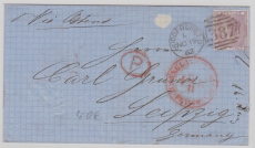 GB,1862, interessante und schöne EF nach Leipzig