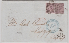GB, 1867, interessante und schöne MeF nach Leipzig