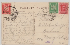 Weimar; 1925,  Dtld. + Spanien MiF auf Postkarte per Deutsche Seepost, Spanienfahrt Norddeutscher- Loyd,
