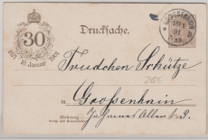 Kaiserreich, 5 Pfg.- privat- GS zur 30 jährigen- Kaiserreichproklamation in Versailles, 1871, innerhalb Großenhain