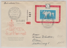 Schweiz, 1951, Lunaba Block auf FDC, gelaufen!