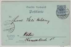 Pfennig, 2 Pfg. Antwort- GS, verwendet am 1.4.1900 (Ersttag???), Frageteil verwendet innehalb Köln´s, Antwort nicht gelaufen