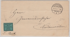 Dienstpost, 1899,  Frei laut Avers Nr. 5 (mit Aufkleber) = Schaumburg- Lippe, auf Brief von Stadthagen nach Niederwöhren