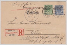 Krone + Adler, Mi.- Nr.: 46 + 48, verwendet auf eingeschriebener Auslandskarte von Berlin nach Wien (A), gepr. BPP