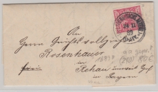 Krone + Adler, (1889!) Mi.- Nr.: 47aa (geprüft Zenker BPP) als EF, auf Fernbrief von ... Berg nach Rehau