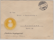 Germaniazeit, 1917, Dienstbrief, Fürstliche Angelegenheit (Schaumburg- Lippe), auf Fernbrief von Bückeburg nach Eisenach